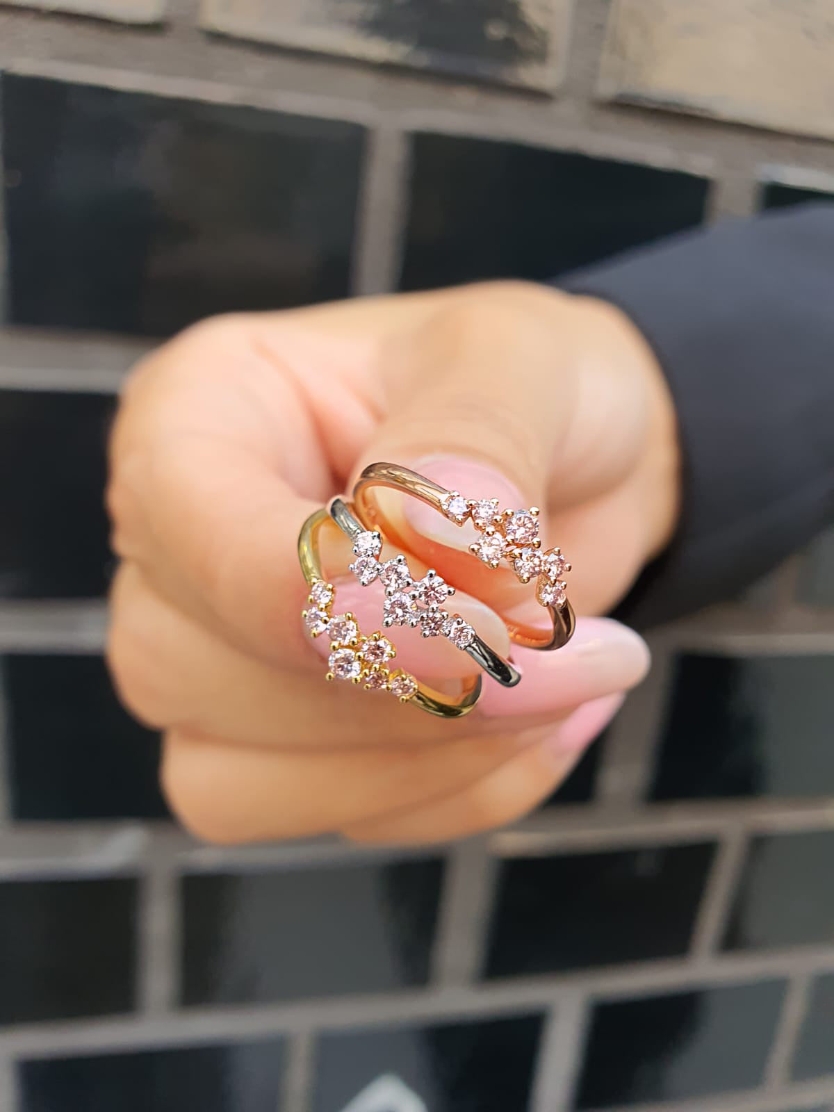 Eminence Pink Scattered Diamond Ring