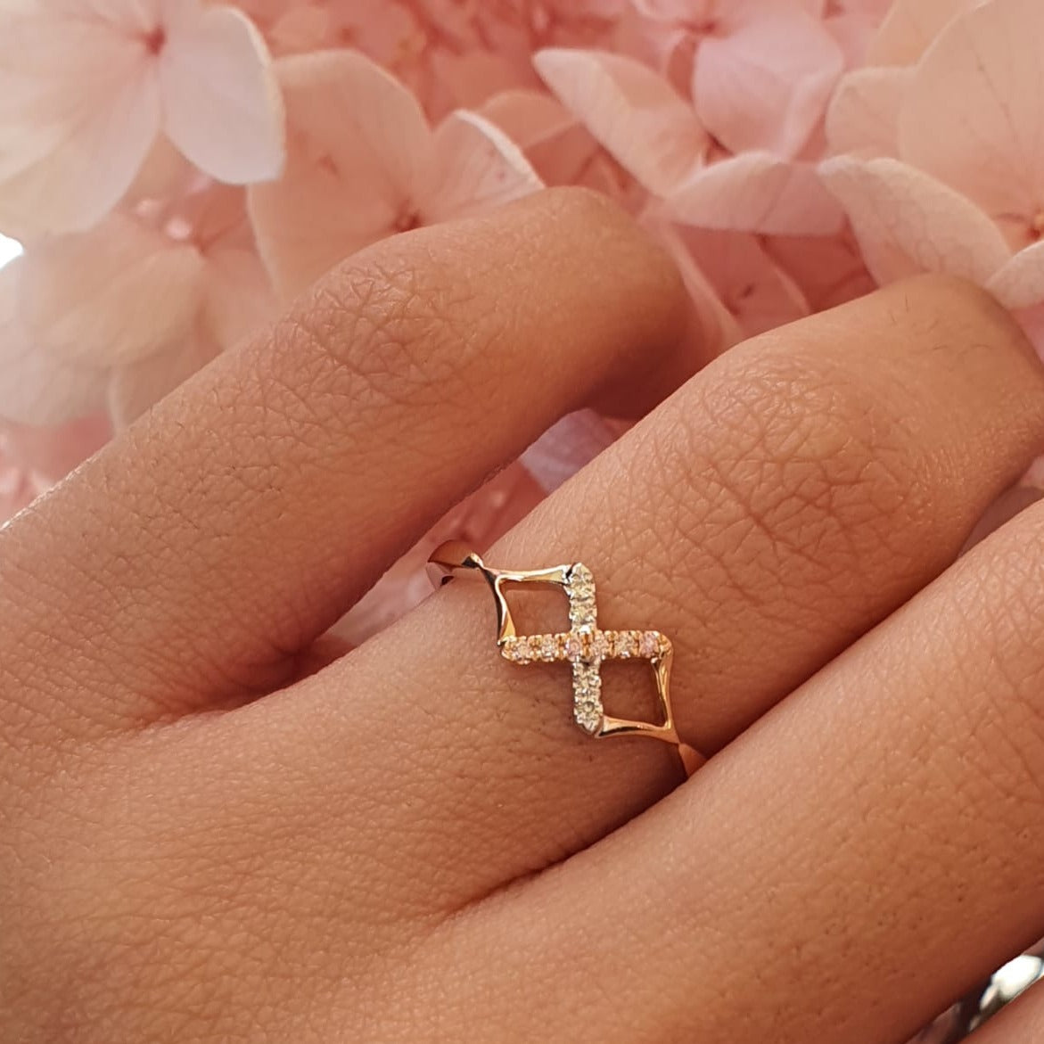 Eminence Pinks Diamond Cross Ring - Rosendorff Diamond Jewellers
