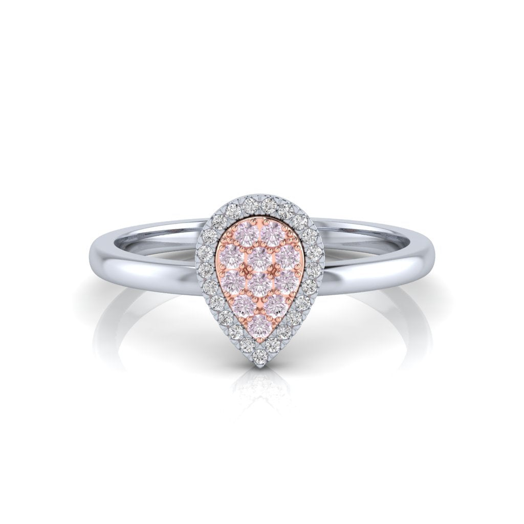 Eminence Pinks Diamond Pear Ring | White Gold