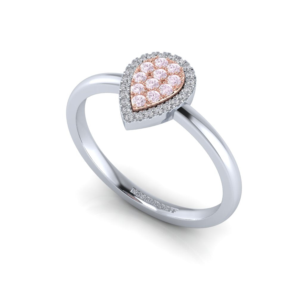 Eminence Pinks Diamond Pear Ring | White Gold