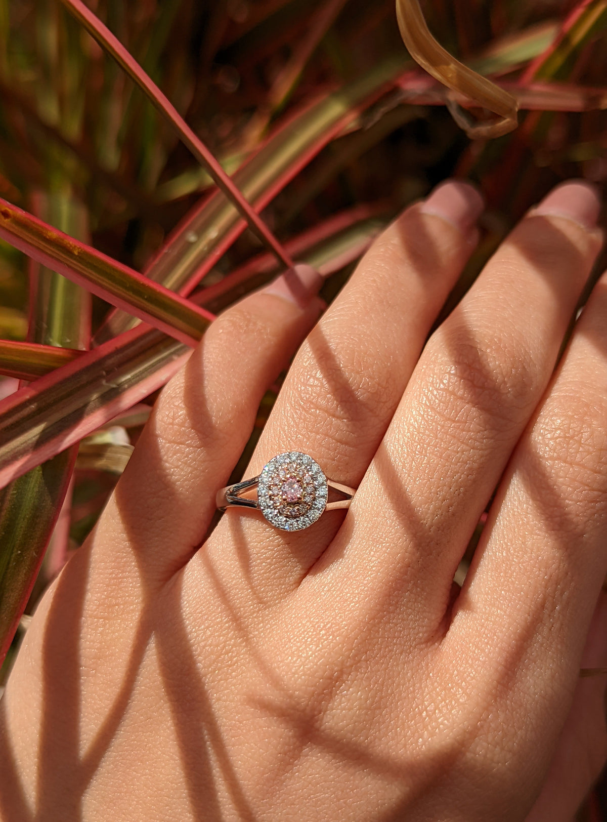 Pink Oval Diamond Ring | 18ct White Gold