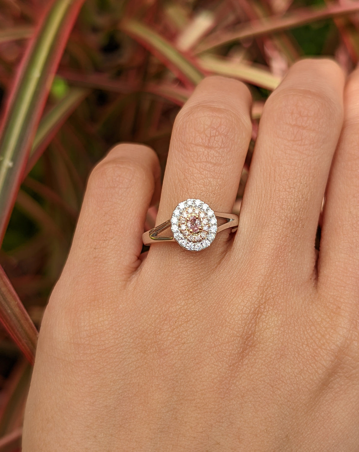 Pink Oval Diamond Ring | 18ct White Gold
