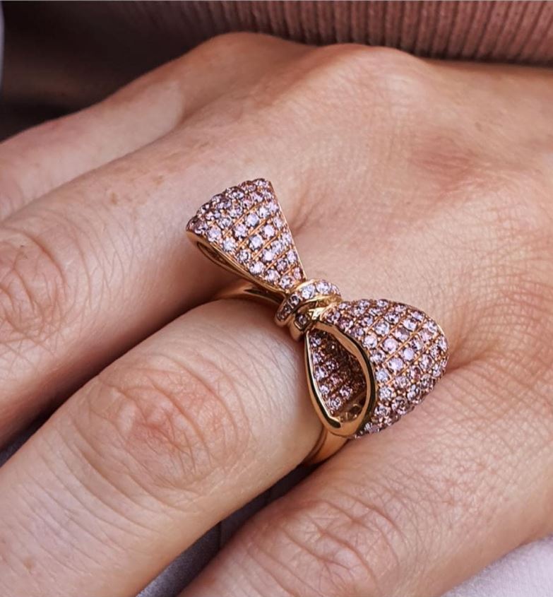 Pink Diamond Bow Dress Ring - Rosendorff Diamond Jewellers