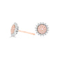 Pink sunflower rose gold diamond earrings