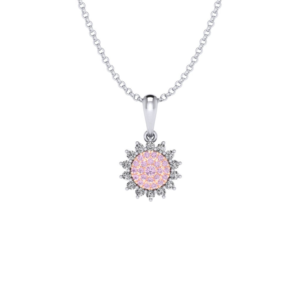 Eminence Pinks Diamond Sunflower Pendant | White Gold