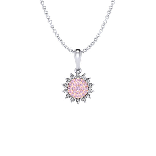 Eminence Pinks Diamond Sunflower Pendant | White Gold