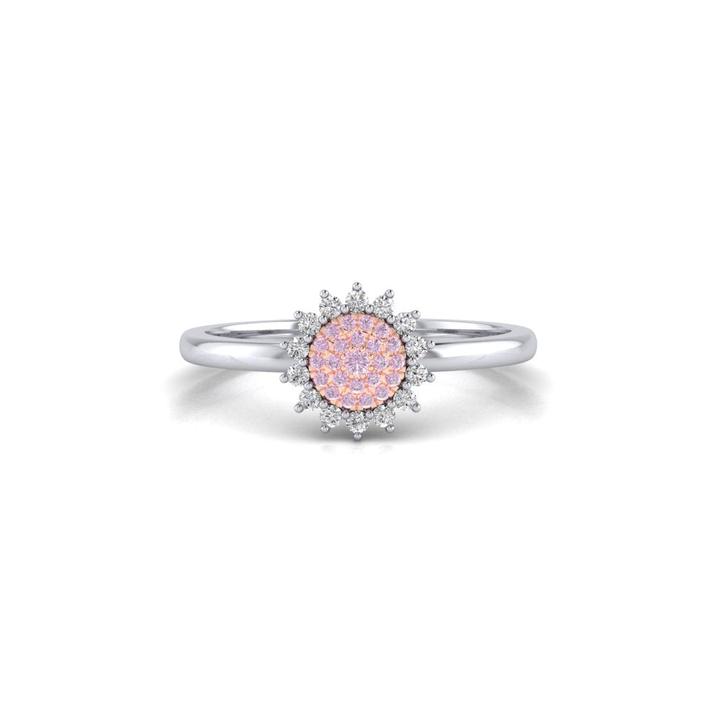 Eminence Pinks Diamond Sunflower Ring | White Gold