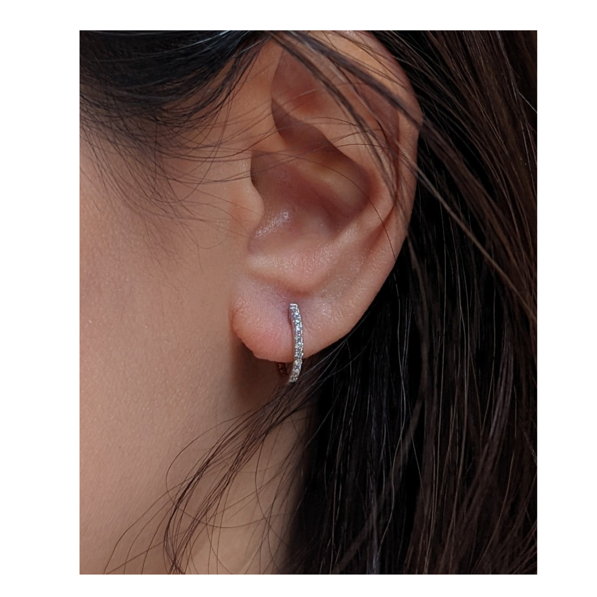 Pink & White Diamond Hoop Earrings